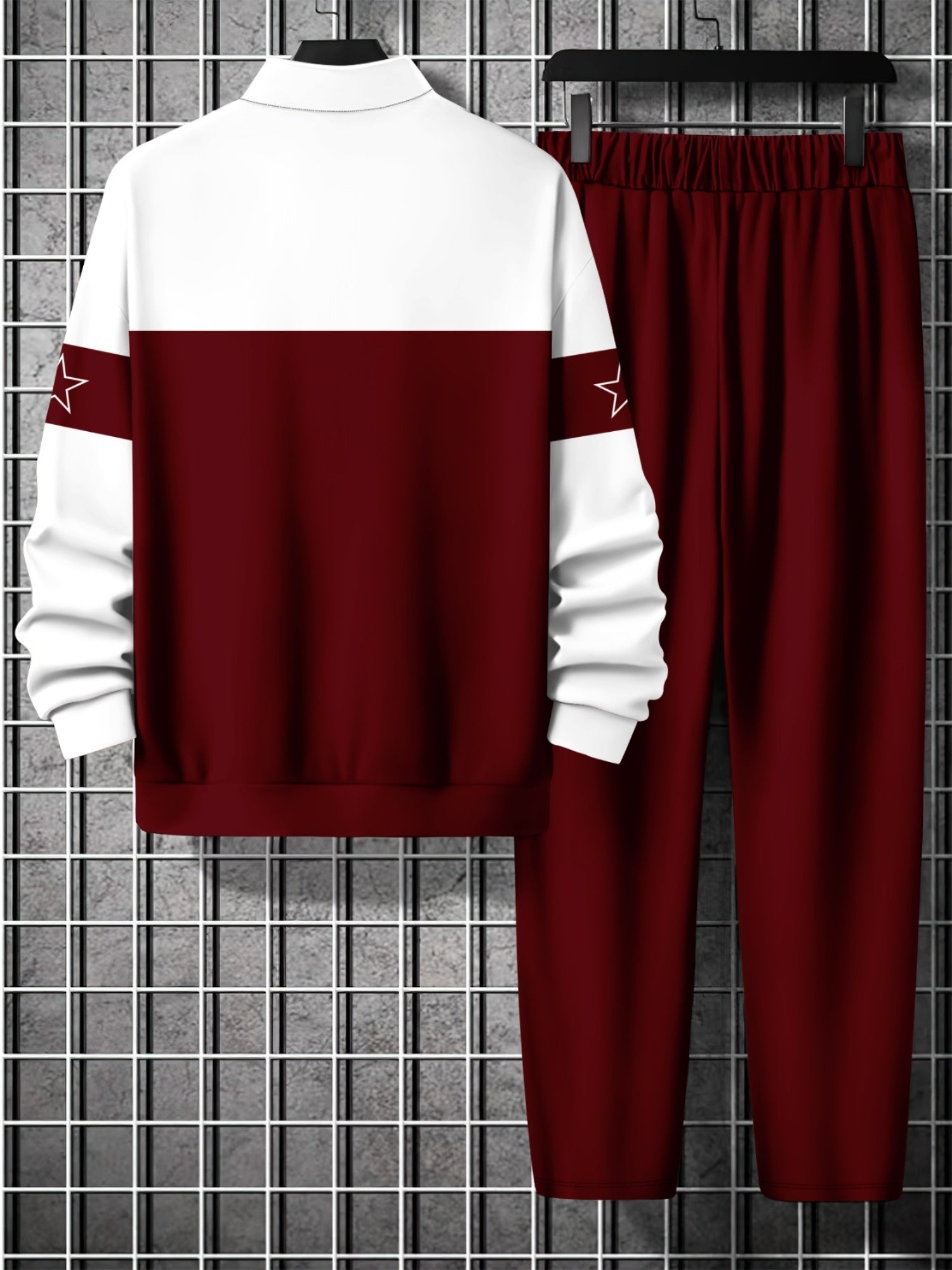 Men'S Stand Collar Zip-Up Sweatshirt And Pants 2pcs Set, Letter Print Casual Sports Outfit for Spring And Autumn