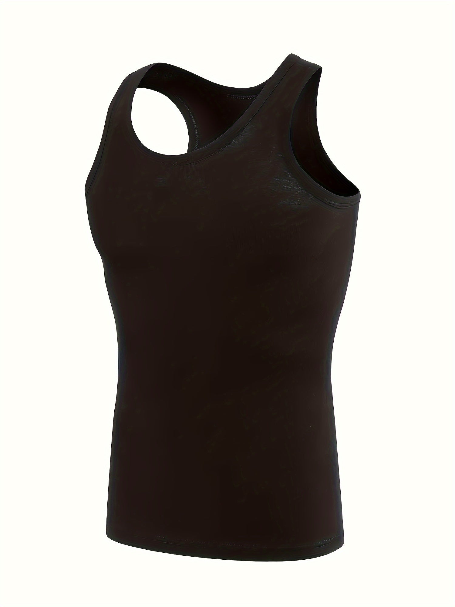 5 Colors 5pcs Pc Black-White-Gray-Navy-Burgundy Men'S Vest, Fashionable Breathable Comfortable Quick-Drying Sports Fitness Vest, Casual Solid Color Top, Men'S Summer Clothing, Men'S Undershirt Top