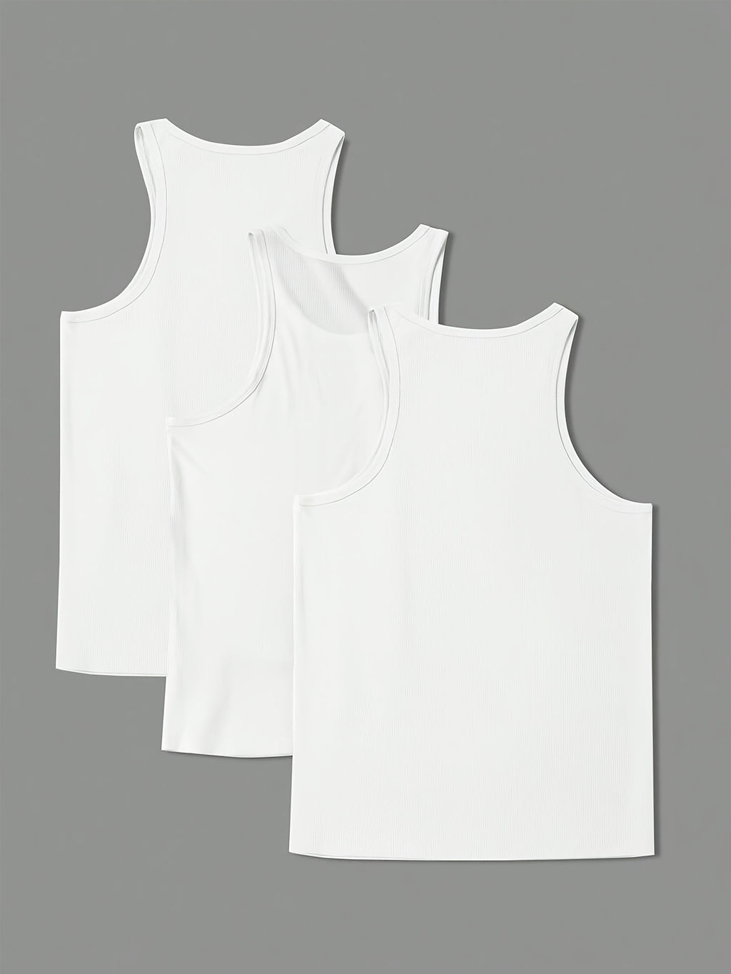 3pcs Set of Men's Solid Color Round Neck Casual Sports Tank Tops, Workout Shirts, Basic Vests