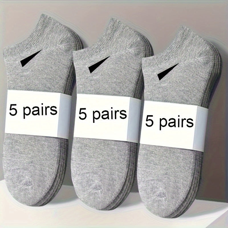 5 Pairs Men'S Breathable Socks - Lightweight, Durable Elastic Comfort Fit, Solid Color Design for Casual & Formal Wear, Soft Everyday Essentials (, Grey, ), Versatile Footwear, Minimalist Style, Comfortable Fit, Daily Wear, Knit