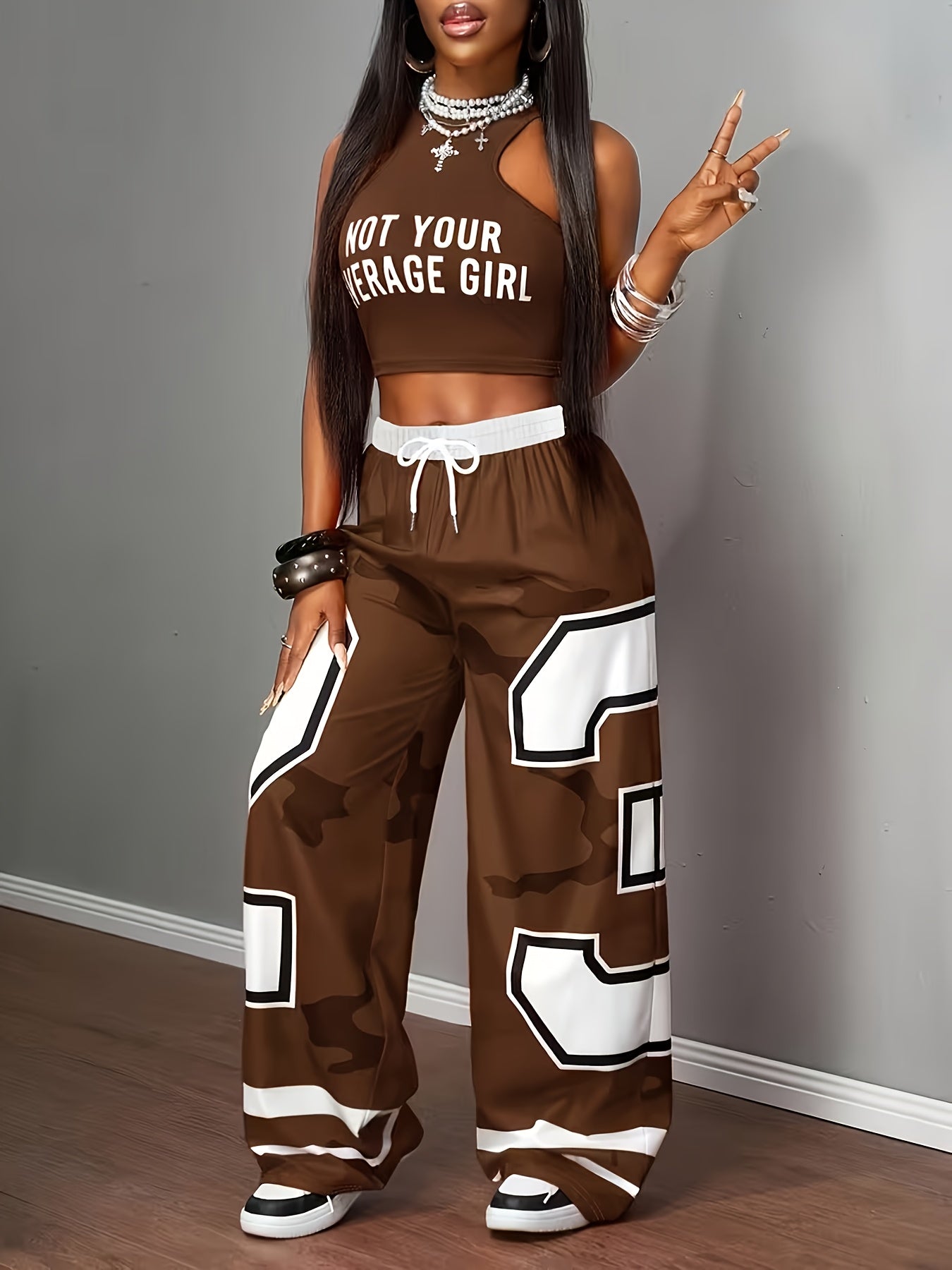 A Two-Piece Set for Women Featuring a Spring And Summer Tank Top And Long Pants, Designed in a Casual Style That Is Trendy And Versatile