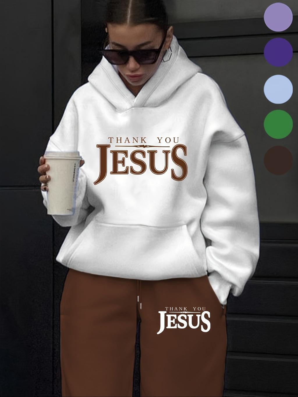 Directional Xianluomao Women'S Fashion Casual Letter Pattern Print Set, Autumn And Winter High-End Trendy Street Style Hooded Sweatshirt And Casual Pants Two-Piece Outfit, Casual Versatile Hooded Set, Women'S Clothing, Women'S Sets, Best Gift Choice