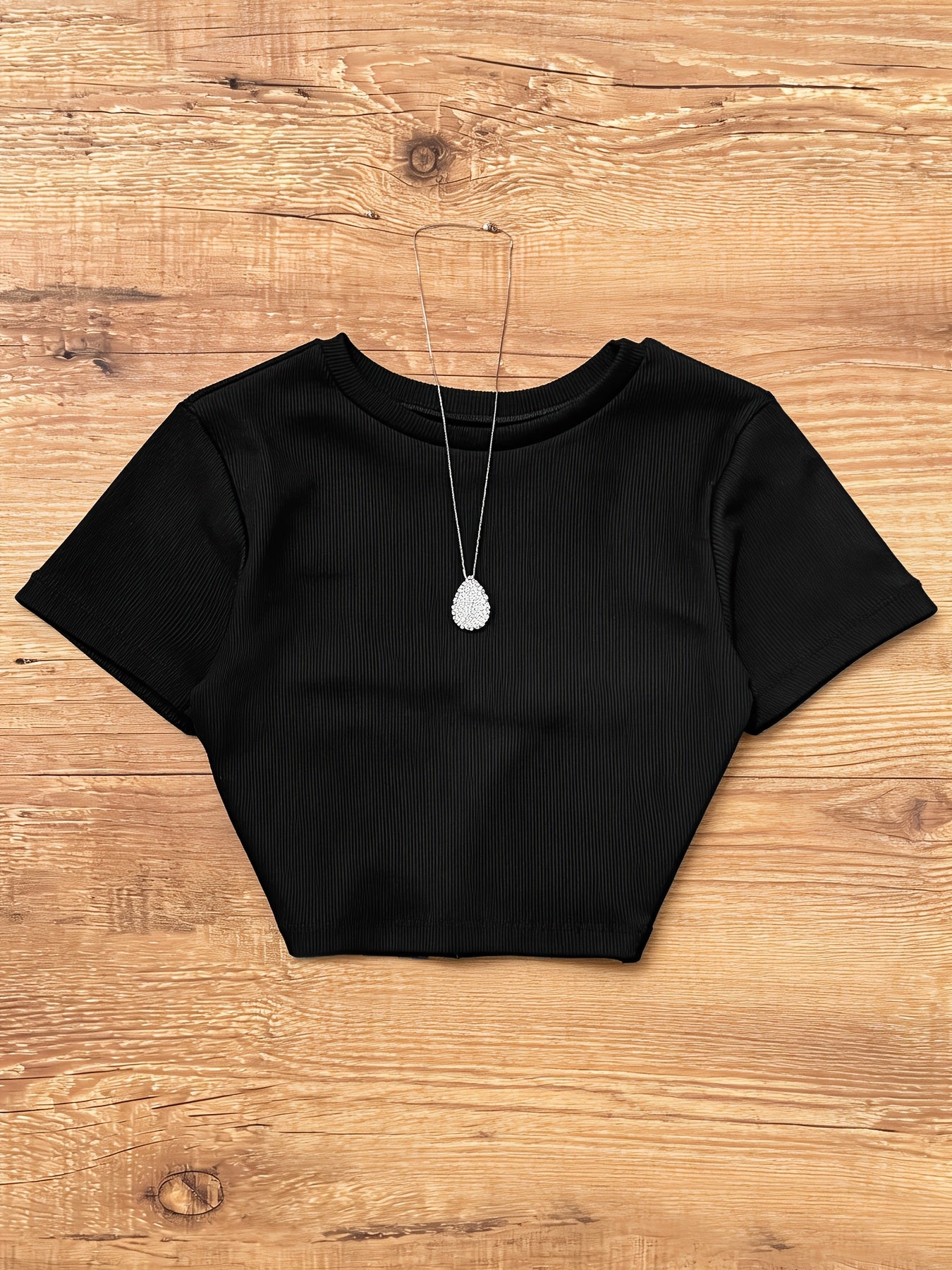 Women'S Spring/Summer New Black Pit Bar Two Piece Set Round Neck Short Sleeve Short T-Shirt+High Waist Bag Hip Mid Length Half Length Skirt Casual Elegant Set for Women